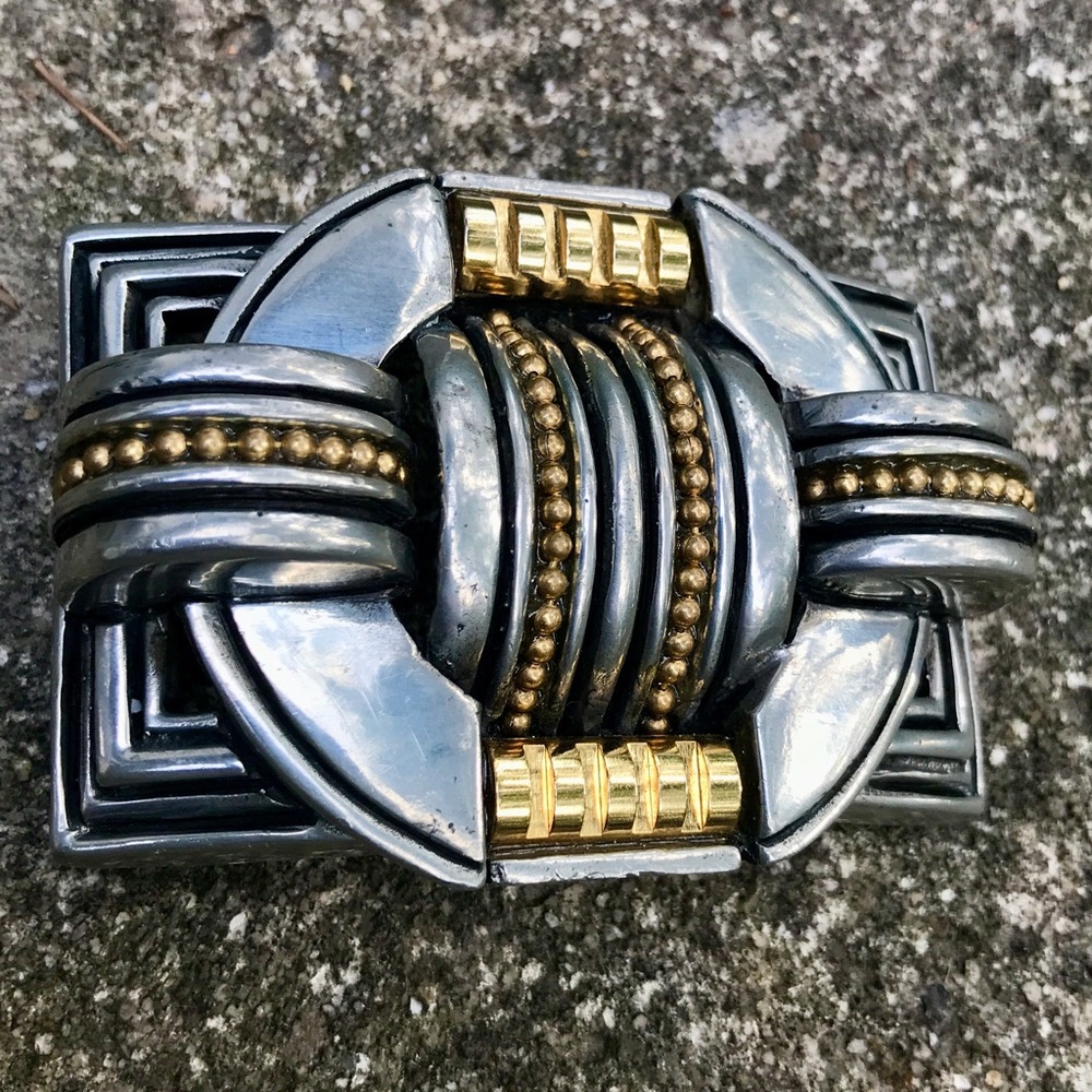 Fahrenheit NY Pewter Brass Art Deco Style Belt Buckle